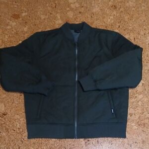 Prana Men's Dark Green Encinitas Quilted Fleece Lined Bomber Jacket Size XL